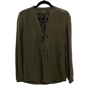 Warehouse Long Sleeve Blouse Army Green Size 4